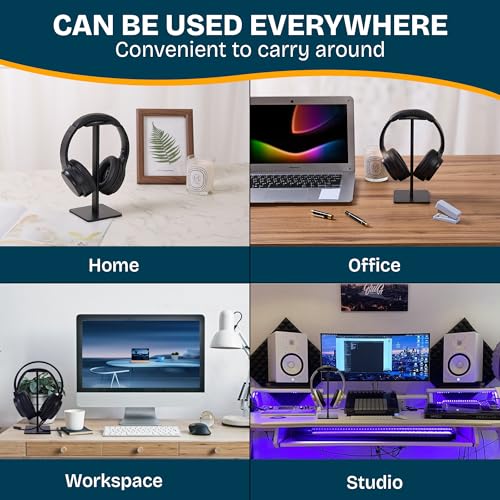 Headphone Stand, U-Shaped Universal Headset Holder, Anti-Slip Base, Black