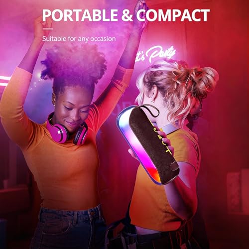 T&G Bluetooth Speaker RGB Lights, 15W Loud Stereo Sound | IPX5 Waterproof Shower Speaker, 24H Battery Portable for Outdoor Party Beach Pool - color: Red
