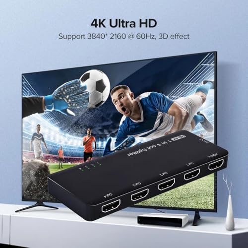 Xiwai HDMI 2.0 Splitter 4K 60hz Converter Ultra-HD Switch 1-IN-4-OUT 18Gbps UHD Hub Support HDCP SST Extended - style: HDMI Switch 2.0 (1 to 4 )with Cable