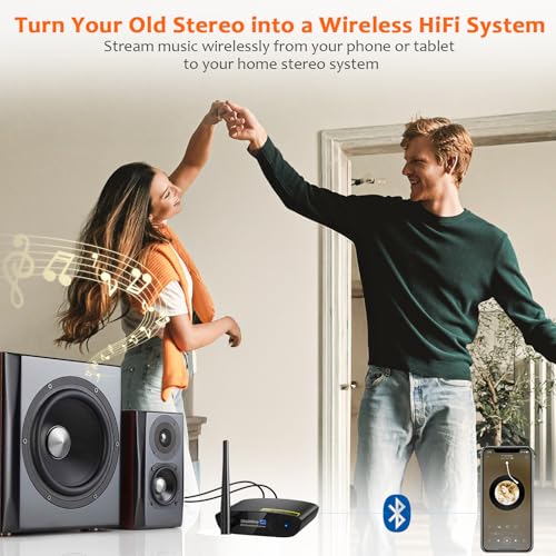 1Mii DS200Pro Bluetooth 5.3 Receiver for Home Stereo, HiFi Wireless Audio Adapter with LDAC, Built-in DAC, Long Range, Optical & RCA Outputs - color: Black