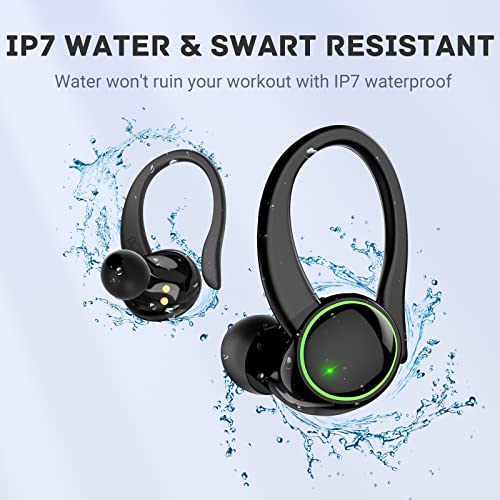 for Google Pixel 6a Bluetooth 5.3 Headphones 3D Stereo with Earhook, 40H Touch Control Over Ear Headphones, IP7 Waterproof Earphones Built-in Mic for Running Workout Sport
