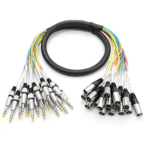 Seismic Audio - SAXT-16x5M - 16 Channel 5' XLR Male to 1/4" TRS Snake Cable - size: 5 Foot - 16 Channel