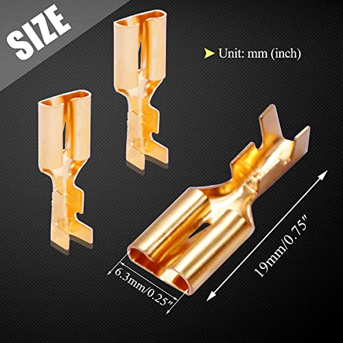 Twidec/200PCS 6.3mm Female Spade Connector Blade Connector Quick Splice Crimp Terminals Non Insulated Wire Connectors for Electrical Wiring Relay Car Audio Speaker N-005-6.3MM - size: 6.3mm Female B
