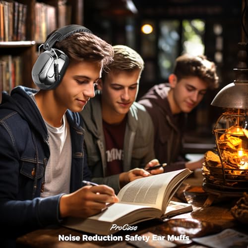 ProCase NRR 28dB Noise Reduction Ear Muffs, Foldable Adjustable Noise Cancelling Headphones - color: 1 - Metalic Black