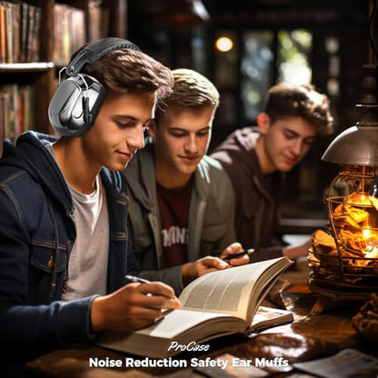ProCase NRR 28dB Noise Reduction Ear Muffs, Foldable Adjustable Noise Cancelling Headphones - color: 1 - Metalic Black