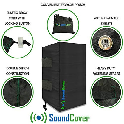 Large Outdoor Speaker Covers for C-Bracket Mounted Speakers Premium 210T Polyester with Silver UV Protective Coating Water-Resistant, Open-Back Design with Drainage Eyelets Set of 2 - size: LARGE: H 15" x W 9.45" x D 11"