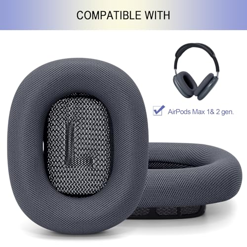 Ear Cushions Replacement for Apple AirPods Max 1 & 2- Cups Headphones Pads | Upgraded Earpads Covers Sweatproof Protein Leather Silicone Foam for Workout & Gym (Midnight) - color: Midnight