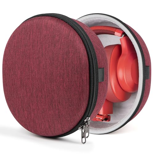 Geekria Shield Headphones Case for Foldable Headphones, Replacement Hard Shell Travel Carrying Bag with Cable Storage, Compatible with JBL Tour One M3, Beats Studio Pro and More(Deep Red) - color: Deep Red