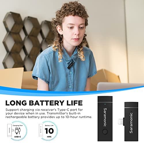 Saramonic Wireless Lavalier Microphone System For iPhone iPad 2.4Ghz Clip On Lapel Condenser Professional Mic Plug-Play For Interview Live Streaming Recording Video Vlog Youtube SR-Blink Go-D1 (TX+RX)