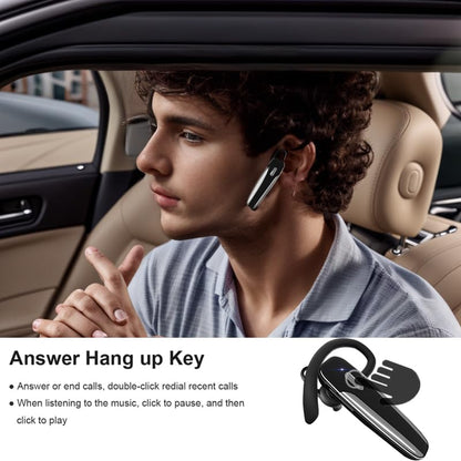 Single Ear Bluetooth Headset V5.3 Single-Ear Earpiece with Wireless Microphone 48H Battery, Bluetooth Earpiece - Handsfree for Driving/Truck Drivers, Compatible with iPhone, Android, Samsung - color: Glossy Black