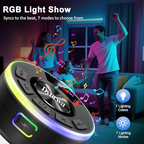Bluetooth Shower Speaker, IPX7 Waterproof Shower Speaker with Loud Clear Sound, LED Display/RGB Lights/Suction Cup, Built-in Mic, 10H Playtime, Bathroom Speaker for Pool/Beach/Party/Gift. - color: A-Light Black
