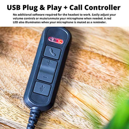 Discover D712U Corded USB Softphone Headset for Professionals- Compatible with Microsoft Teams, RingCentral, Webex, Jabber, Avaya, Zoom and More