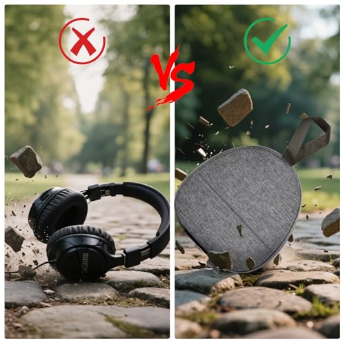 GWCASE Universal Headphone Case with Secure Strap and Cable Pocket, Gray | Fits Most Foldable Over-Ear Headphones, 7.87x 6.8 x 0.9 in Interior, for Students, Commuters and Music Fans, Case Only - color: Gray