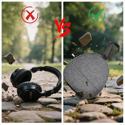 GWCASE Universal Headphone Case with Secure Strap and Cable Pocket, Gray | Fits Most Foldable Over-Ear Headphones, 7.87x 6.8 x 0.9 in Interior, for Students, Commuters and Music Fans, Case Only - color: Gray