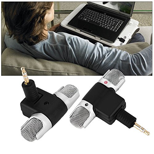 Hakeeta Mini Stereo Microphone for PC Laptop MD Camera, Directional Condenser Flexible Microphone Vlogging Microphone with 3.5mm Gold-Plating Plug