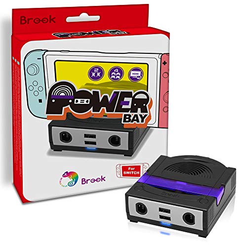 Brook Power Bay - Portable and Fast Charging Dock Stand, Docking Station for NS, Compatible with NS and Gamecube Controllers, Support HDMI Out Put and Two Bluetooth Headsets