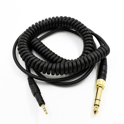 Stretch Replacement Cable For ATH-M50x And ATH-M40x Headphones, Coiled Spring Cord With 1/8 Inch TRS And 1/4 Inch Adapter, Black