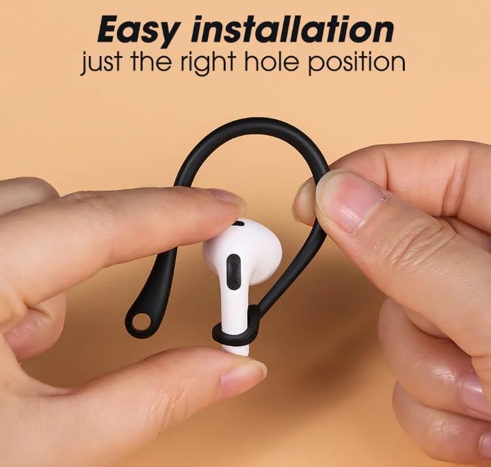 Soft Silicone in-Ear Eartips Earhooks for AirPods 1/2 Generation，Anti-Slip Anti Fall Earphone Skin Case Ear Hook Earpads Ear Tips Protector for AirPods Pro 2 3 4 Accessories (Black, forairpods pro2)