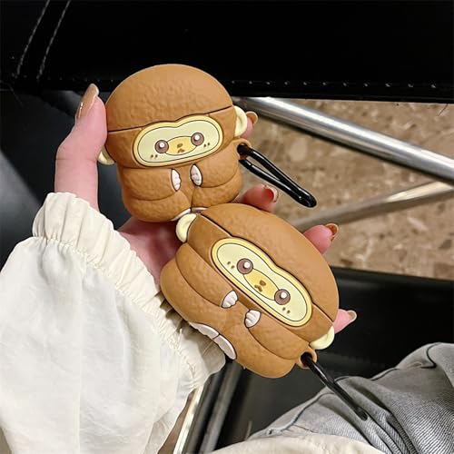Wireless Charging Earphone Case Compatible with Airpods Pro/Pro2, Cute Animal Monkey Design Soft Silicone Full Body Protective Skin Cover, Kids Girls Women Cartoon Earbuds Accessories - color: Monkey, size: Airpods Pro/Pro2