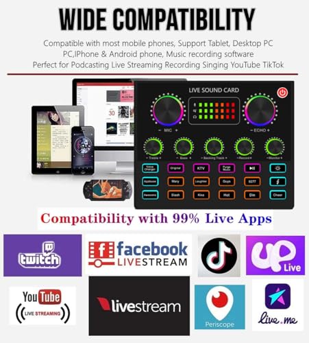 Podcast Equipment Bundle for 2, V8mx Audio Interface with Voice Changer Condenser Microphones for Gamer, All-in-One Audio Mixer Perfect for Live Streaming, Singing, YouTube, Gaming (V8MAX KIT FOR 2)