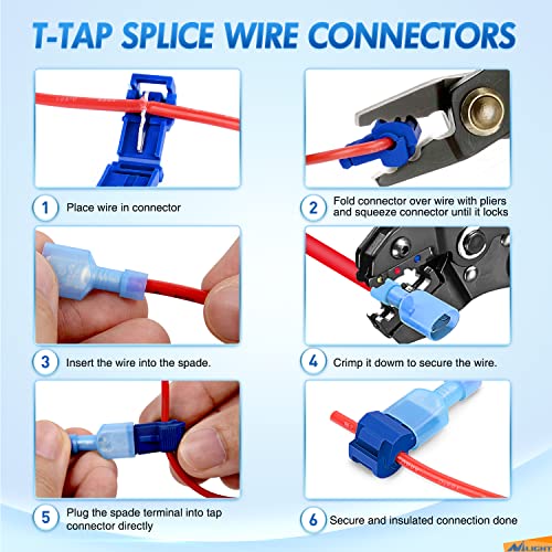 Nilight 360PCS T-Tap Wire Connectors Self-Stripping Quick Splice Terminals | Electrical Insulated Solderless for 22-18AWG 18-14AWG 12-20AWG Wires for Automotive Wiring Projects - size: 360Pcs 22-10AWG
