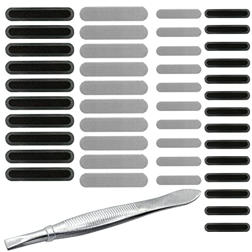 44 Pack Phone Speaker Dustproof Stickers Protector with Tweezers,Mesh Anti Dust Proof Adhesive Cover Kit Compatible with iPhone 15 14 13 12 11 Pro Max Mini X XS XR Plus, 2 Sizes, 2 Colors - size: 44 Pack