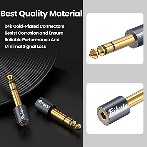 Headphone Adapter, 4-Pack 6.35mm (1/4 Inch) Male to 3.5mm (1/8 Inch) Female Stereo Audio Adapter [Gold Plated, Hi-Fi Sound] for Amp Adapter, Guitar, Digital Piano, Microphones, Speaker - size: 6.35mm to 3.5mm 4-pack