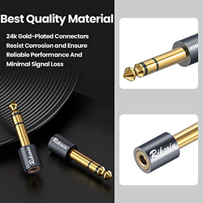 Headphone Adapter, 4-Pack 6.35mm (1/4 Inch) Male to 3.5mm (1/8 Inch) Female Stereo Audio Adapter [Gold Plated, Hi-Fi Sound] for Amp Adapter, Guitar, Digital Piano, Microphones, Speaker - size: 6.35mm to 3.5mm 4-pack