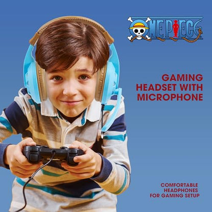One Piece Gaming Headset with Mic, Wired Headphones, Microphone, LED | One Piece wired gaming headset, mic, LED lights, padded over-ear comfort, enhanced audio, PC gaming setup. - color: Onepiece