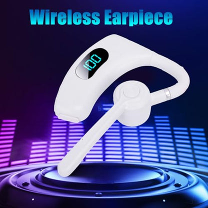 VBESTLIFE Bluetooth Headset, Bluetooth Earpiece, Noise Reduction Single Ear Earphones for Cell Phone, Laptop, Driver Trucker (White) - color: White