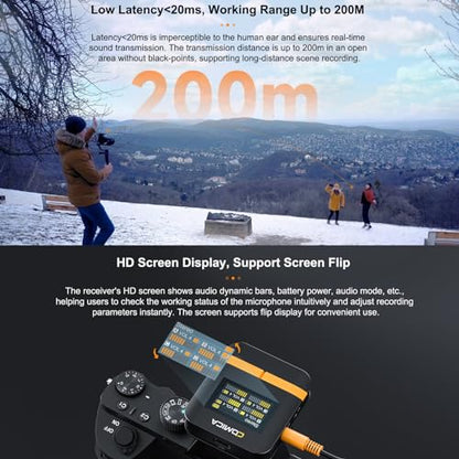 COMICA Vimo Q Four-Channel Mini Wireless Lavalier Microphone System | with 4 Transmitters and 1 Receiver 1 Charging Case for Phone Video Recording Interview Youtubers Vloggers
