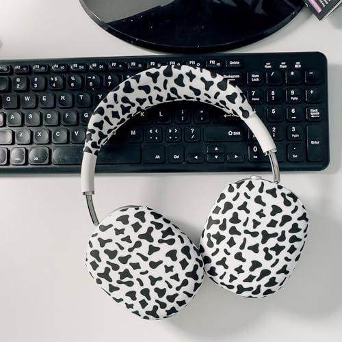 4 in 1 Silicone Case Cover Compatible with Apple Airpods Max 2/1 Headphones(2026/2024/2020), Printed Ear Pad Case Cover Ear Cups Cover and Headband Cover Headband Pad Accessories (Cow) - color: Cow