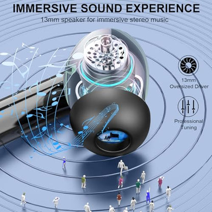 Wireless Earbuds, 2026 Bluetooth 5.4 Headphones Bass Stereo, Ear Buds with 4 Mics ENC Noise Cancelling, Bluetooth Earbuds 48H Playtime LED Display Charging Case, IP7 Waterproof in Ear Earphones, Black - color: Light Black