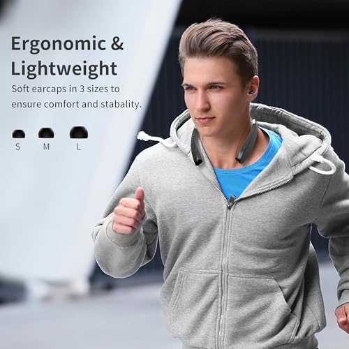 Bluetooth Neckband Headphones, Dpvisn Foldable Wireless Lightweight Neck Headset with Retractable Earbuds, Noise Cancelling Sweatproof Stereo Earphones with Mic & Carrying Case (Black) - color: Black