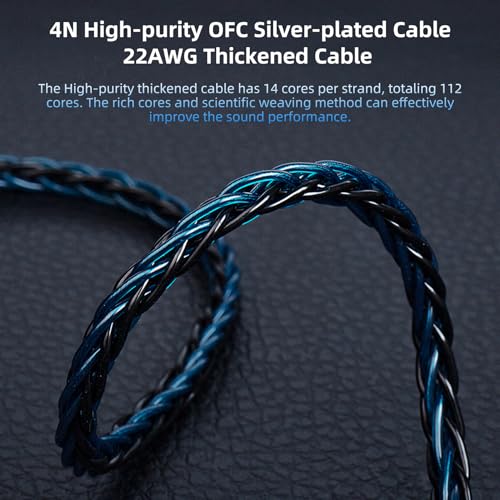 2 Meter Long 2Pin IEM Cable, in Ear Monitor Replacement Earbuds Earphone Cable, KBEAR ST12 Plus 8 Core 4N OFC Silver-plated HiFi Headphone Wire for KZ ZST/AS10/ZS10/ZST-X CCA C10/C12(Grey, 2PIN 3.5MM)