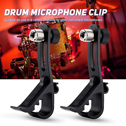 Facmogu 2PCS Drum Microphone Clip, Adjustable Mic Mount Clamp Holder | Mic Securing Clip Shockproof Drum Mounts | For Professional Drum Recording Studio Drum Recording Musical Instrument