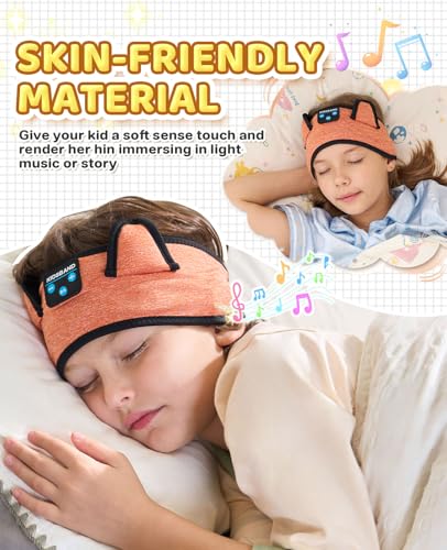 Baby Headphones, Kids Headphones Bluetooth Headband Adjustable, Wireless Headband for Kids with Wired Playback 3.5 MM Jack for Teens/Boys/Girls/Smartphones/School/Airplane Travel/Tablet - color: Orange