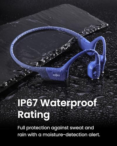 SHOKZ OpenRun (AfterShokz Aeropex) - Open-Ear Bluetooth Bone Conduction Sport Headphones - Sweat Resistant Wireless Earphones for Workouts and Running - Built-in Mic, with Headband | Bundle with Sweat Headband；Open ear comfort; Lightweight & Secure fit; I