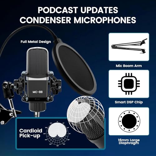ALSO GO Podcast Equipment Bundle for 2, P99 Recording Studio Equipment | Podcast Microphone Bundle with Voice Changer, Audio Interface for Podcasting, Recording, Streaming, Gaming, Tiktok, Youtube - size: 2x Microphone