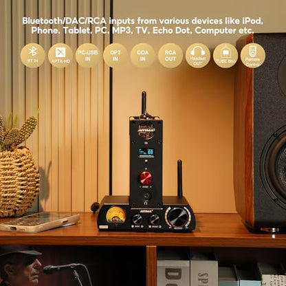 AIYIMA T8 6N3 Digital Tube Preamplifier Bluetooth 5.0 Hi-Fi Headphone Preamp Decoder Preamp PC-USB DAC APTX for Home Wireless Receiver Audio Stereo Amplifier + with Remote Control