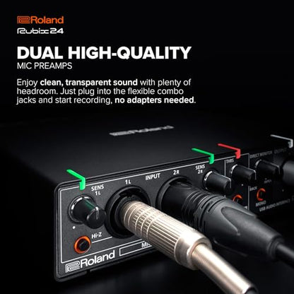 Roland Rubix24 2-In/4-Out USB Audio Interface | High-Resolution Audio | Record with Mics, Guitars, Keys & More | Compact & Durable Build | Compatible with Mac, PC & iPad | Expanded I/O Features - style: 2-in/4-out