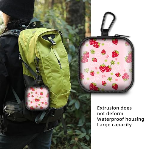 Square Data Cable Earbud Charger Coin Storage Bag Shockproof and Drop-Proof EVA Material Compatible with AirPod(Cute Strawberry) - color: Cute Strawberry