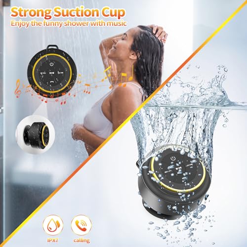 Bluetooth Shower Speaker with Carabiner, Portable Bluetooth Speakers with Suction Cup, IP67 Waterproof, Wireless, Floating, for Camping Beach Travel, Gift for Men, Women - color: Gold