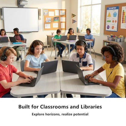 Classroom Headphones for Schools 10-Pack, Bulk Wired 3.5mm Jack