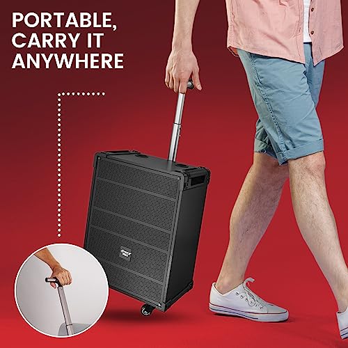 Pyle 12'' Portable Wireless Bluetooth Speaker System - Built-in Rechargeable Battery, Wireless Microphone, USB/Micro SD/FM - 80 Watt - FM Radio with Digital LED Display, PWMA1299A - size: 12 inch