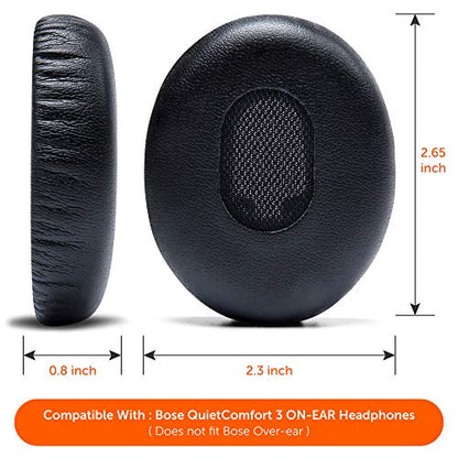WC PadZ QC3 - Replacement Ear Cushions for Bose QuietComfort 3 | Made by Wicked Cushions | Extra Durable Leather, Softer Memory Foam, Added Thickness | Black