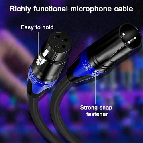 XLR Cable 3.3FT 2Pack Black- Premium Balanced Microphone Cable 3-Pin XLR Male to Female Mic Speaker Cable, Pure Copper and Plated Conductors - color: Black, size: 3.3FT 2Pack
