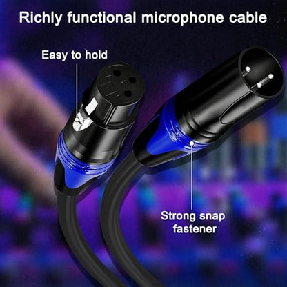 XLR Cable 3.3FT 2Pack Black- Premium Balanced Microphone Cable 3-Pin XLR Male to Female Mic Speaker Cable, Pure Copper and Plated Conductors - color: Black, size: 3.3FT 2Pack