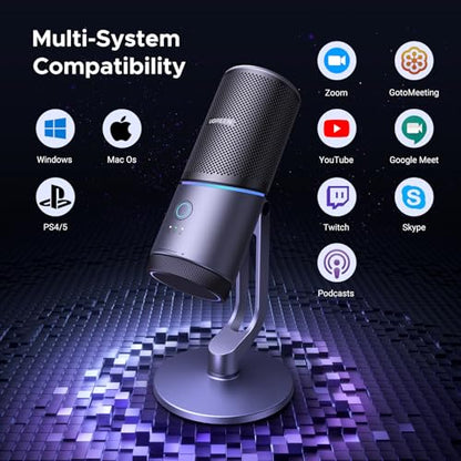 UGREEN Microphone for PC, USB Gaming Mic with RGB Lights, 24bit/96kHz