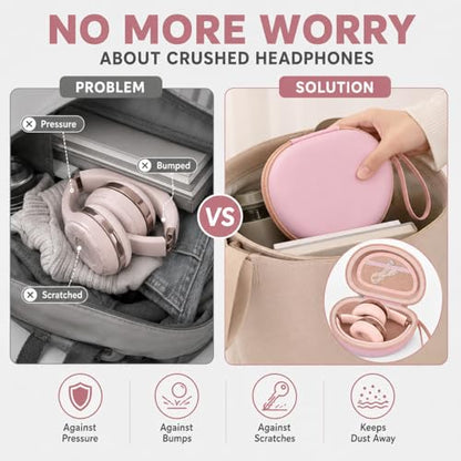COMECASE Case for Beats Solo 4/Studio Pro Headphones with Mesh Pocket | Water-Resistant Hard Shell, Mesh Pocket for Cables, Travel Storage, Fits Solo 2/3, Solo Pro and Studio3, Cloud Pink, Bag Only - color: Pink